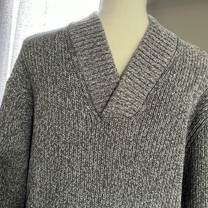 Cabela’s Shawl Collar Pullover Grey Heathered  Ribbed Cotton Knit Sweater Large